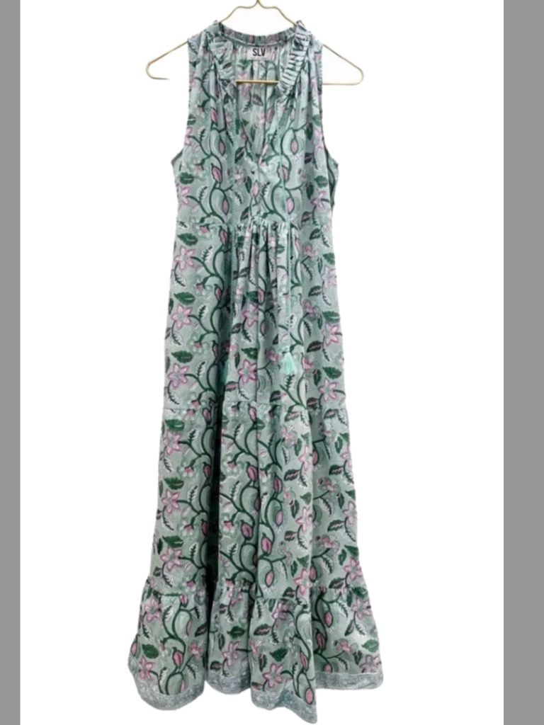 Slv Nora Tassel Ruffle Maxi Dress
